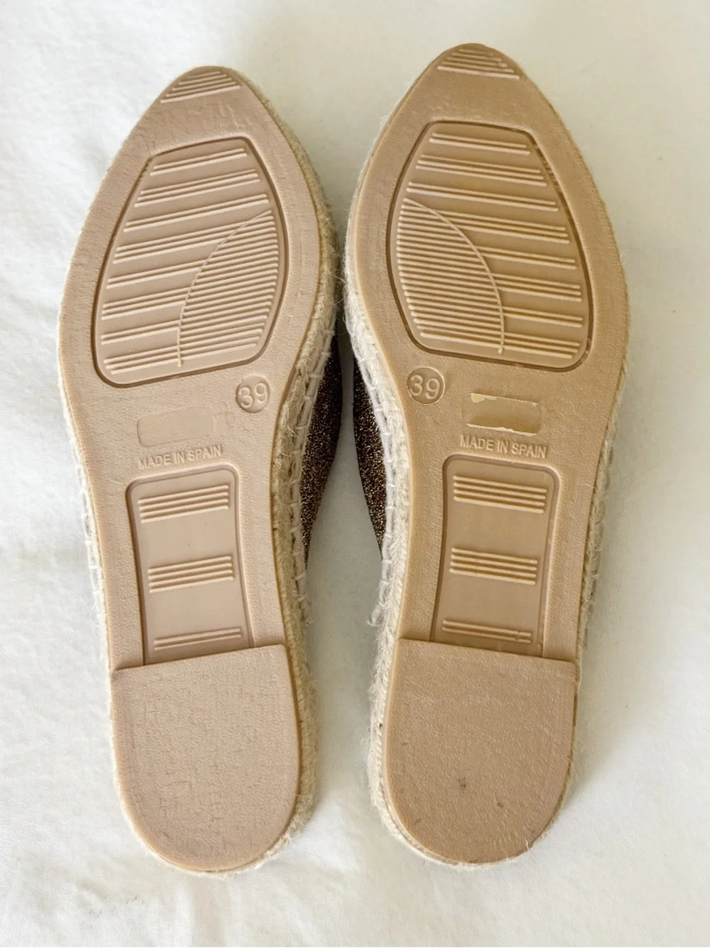 MANEBI Gold Glitter Espadrille Slip-On Mules Size 8.5